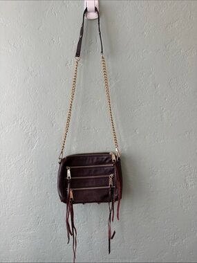 Rebecca Minkoff Compact Dark Purple Crossbody Bag with Gold Chain Strap